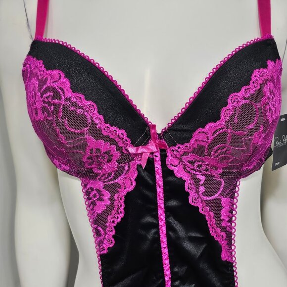 Rene Rofe French Maid Apron Lingerie Floral Lace and Sheer - Picture 2 of 8